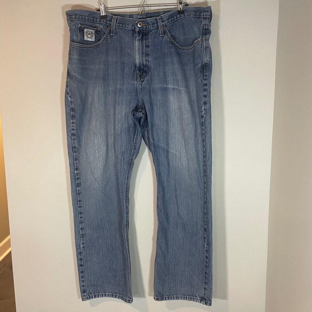 Cinch Mens Relaxed Fit Straight Leg Blue Denim Jeans 42x32 Med Wash Cowboy